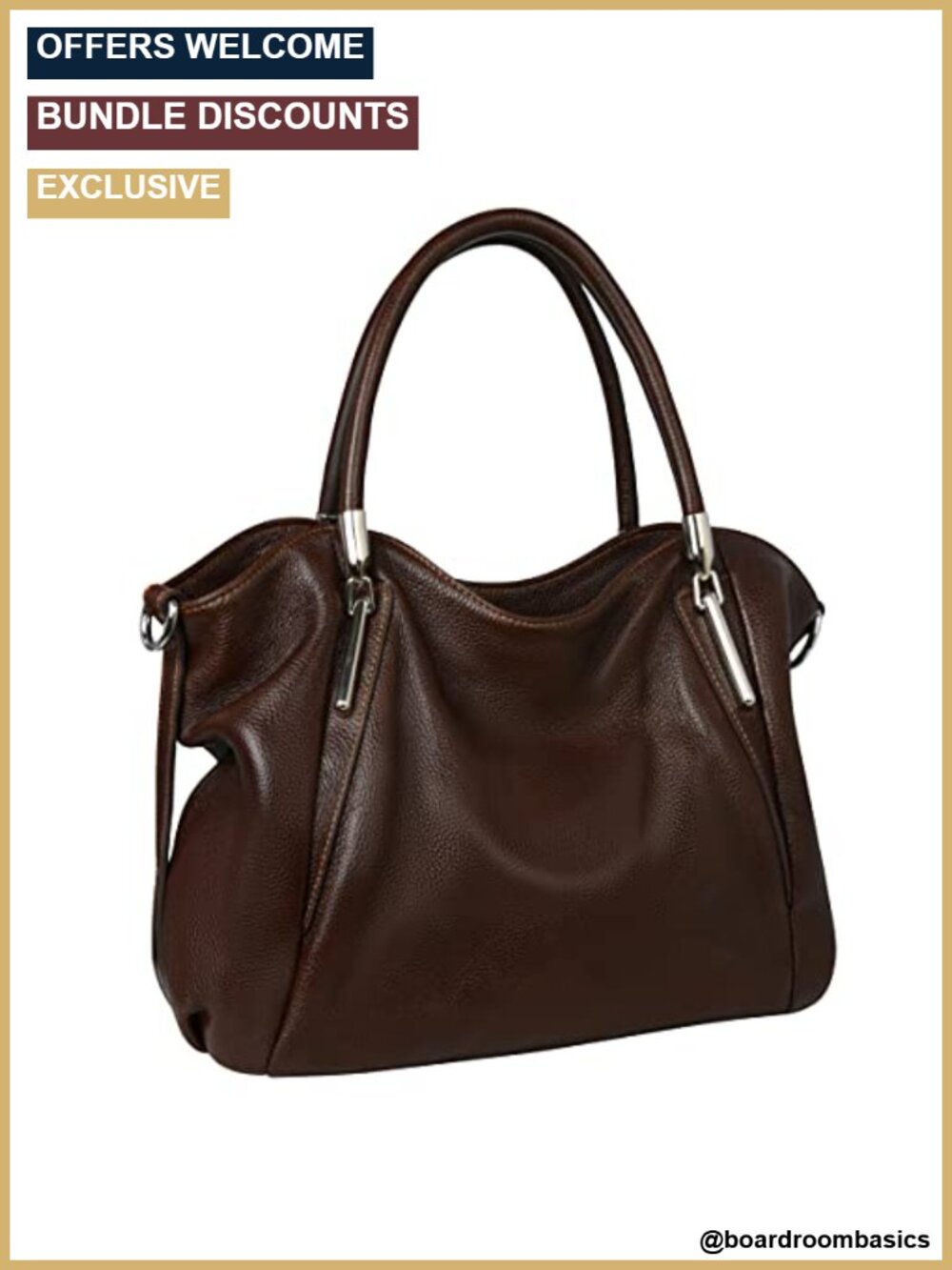 Genuine Leather Hobo Shoulder Bag Tote Satchel Detachable Strap Women Handbag